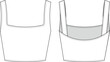 square neck shoulder straps strapped strappy crop cropped basic fit elastic blouse top template technical drawing flat sketch cad mockup fashion woman design style model
