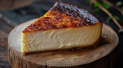 Wall Mural - Cheesecake on Wooden Plate