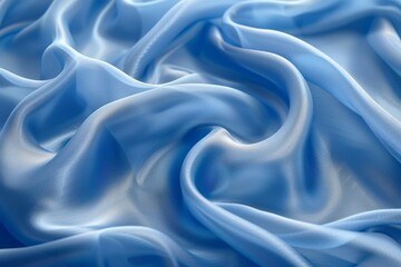 Poster - A close-up image capturing the delicate details and rich texture of a blue satin fabric draped gracefully
