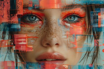 Poster - A collage of abstract colors and brush strokes creating a vibrant and textured backdrop