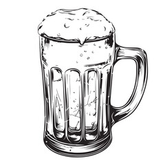 Wall Mural - Beer mug with foam in cartoon, doodle style . Image for t-shirt, web, mobile apps and ui. Isolated 2d vector illustration in logo, icon, sketch style, Eps 10, black and white. AI Generative