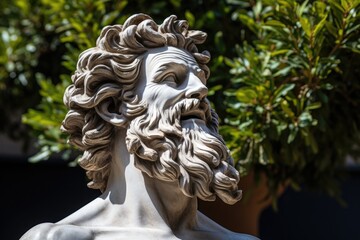 Sticker - Detailed sculpture of a bearded man with curly hair