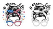 © NHL Studio - 2024 4th of july independence day mother vector design, messy bun hair mama illustrastion, momlife