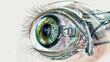 Futuristic robotic eye with detailed mechanics and colorful iris