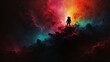 Alone in the galaxy, astronaut exploring the universe lost in a nebula. Adventuring into the unknown, brave cosmonaut, space exploration wallpaper.
