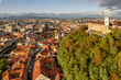 Aerial view of the Ljubljana old town, Slovenia.