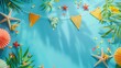 The Creative template of a summer beach party features a tropicalthemed beach flag and colorful decorations