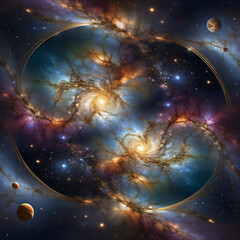 Sticker - Surreal Multiverse with Swirling Galaxies and Mobius Strip