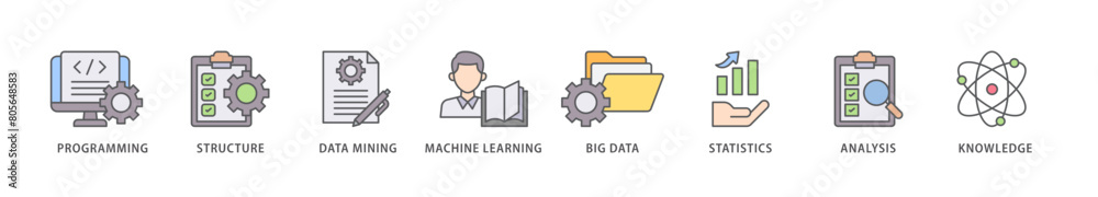 Data science icon packs for your design digital and printing of data ...