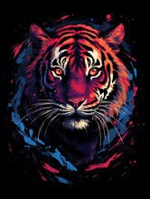 Sci-Fi Anime Tiger Head With Dark Red Accents