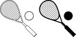 squash racket and ball icon set
