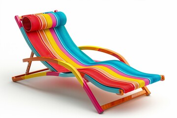 Colorful deck chair with a pillow. Generative AI