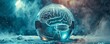 © ZeNDaY - A brain trapped in an ice sphere, with cracks starting to form as heat lamps shine down on it