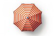 © Lux Images - Top view of open orange beach umbrella parasol isolated on white background. Summer concept. Generative AI.