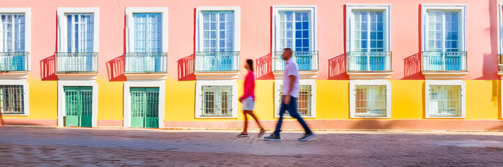 Wall Mural - Vernacular European old colorful architecture housing facade