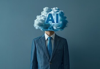 A person's head is marked by artificial intelligence, a brainstorming concept assisted by an artificial self