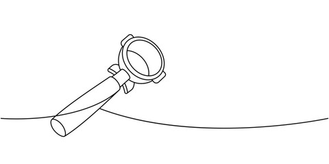 Wall Mural - Coffee portafilter for coffee machine one line continuous drawing. Hand drawn elements for cafe menu, coffee shop. Vector linear illustration.