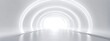 © Five Million Stocks - White background 3D room light abstract space technology tunnel stage floor. Empty white future 3D neon background studio futuristic corridor render modern interior silver road black wall design gray