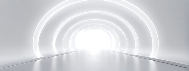 white background 3d room light abstract space technology tunnel stage floor. empty white future 3d n