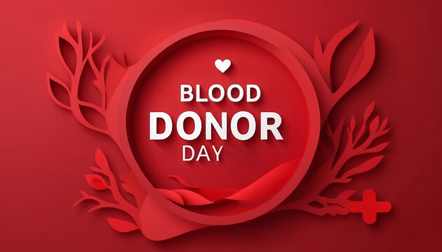 Red paper cut background concept world blood donor day created with generative ai.