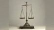 A scale weighing the values of justice and liberty, flanked by representations of political ideologies