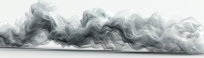 Wall Mural - A large, wavy line of smoke is shown in a white background