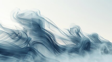 Wall Mural - A blue and white image of smoke and steam