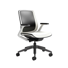 White modern comfortable office chair with adjustable armrests and back.  isolated on a transparent background.