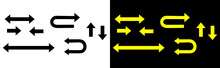 Left And Right Direction Arrow Icon, One Way Only, U Turn Sign Symbol.