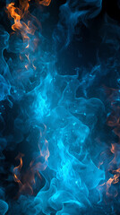 Wall Mural - Blue smoke on black background