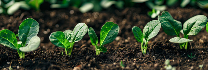 Wall Mural - close up of fresh greens growing in the garden, generative ai