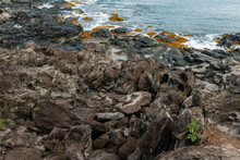 Rough Rocky Coast Of The Namalu Bay Along The Kapalua Coastal Trail On Maui, Hawaii