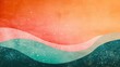 Retro grainy gradient background noise texture effect summer poster design orange teal green pink abstract wave