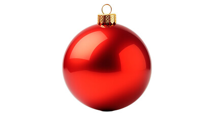 illustration of christmas red bauble, isolated on transparent png background, generative ai