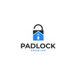 House with padlock logo design template vector illustration idea