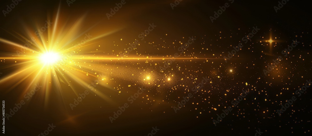 Abstract golden light rays on a dramatic black background, complete ...