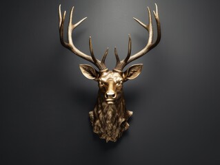 Wall Mural - Majestic golden deer head trophy