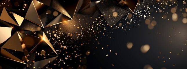 black and gold award background with geometric shapes, diamond patterns and golden elements for the 