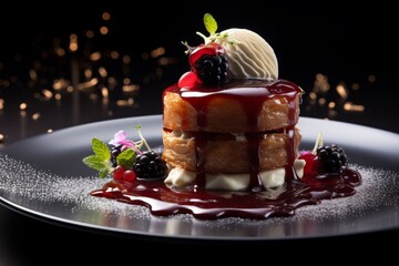 Wall Mural - Decadent dessert with fruit and cream