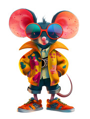 Wall Mural - Fashionable mouse character illustration