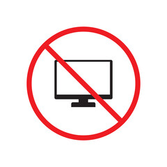 Poster - not allowed computer icon. Sign of not allowed computer vector flat illustration for web and app..eps