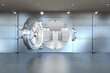 Bank vault opened with deposit boxes inside