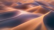 An abstract aerial view of a desert, with dunes creating undulating patterns of light and shadow, the simplicity of the forms suggesting a serene, almost otherworldly landscape. 