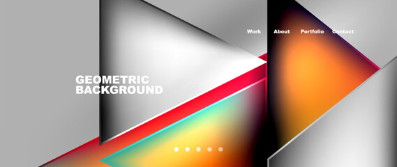 Poster - A computergenerated geometric background featuring a rainbow of colors displayed on a rectangle screen. This gadget showcases various tints and shades using advanced technology in computer graphics