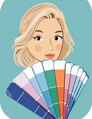 Wall Mural - girl with color palette