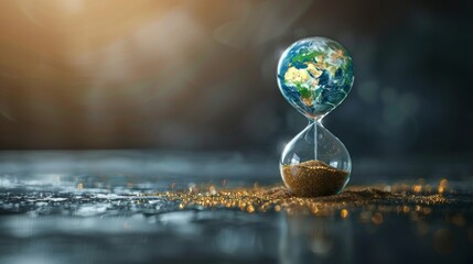 Earth in an Hourglass Signifying Environmental Time Pressure