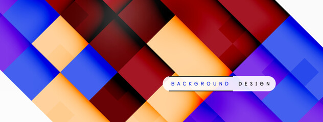 Aufkleber - An artistic design featuring vivid violet and magenta hues, with a symmetrical arrangement of rectangles and triangles. A white arrow points towards the right amidst a colorful background