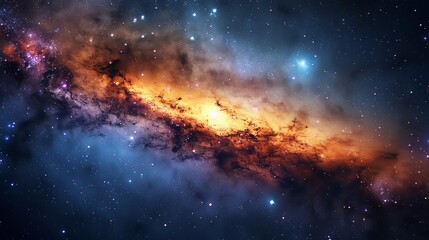 Wall Mural - a serene yet powerful depiction of a galaxy core, its calm center belied by the violent beauty of st