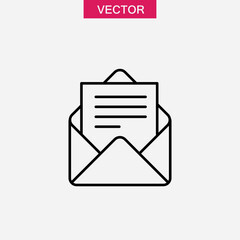 Envelope with letter line icon, Open message symbol flat trendy style illustration for web and app..eps