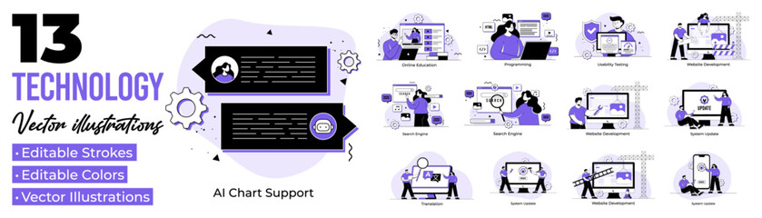 Set of technology flat illustrations